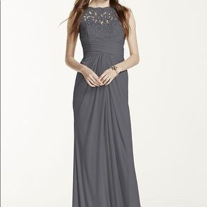 David’s Bridal Grey Bridesmaids Dress #F15749